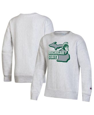 Big Boys Heather Gray Michigan State Spartans Reverse Weave Pullover Sweatshirt