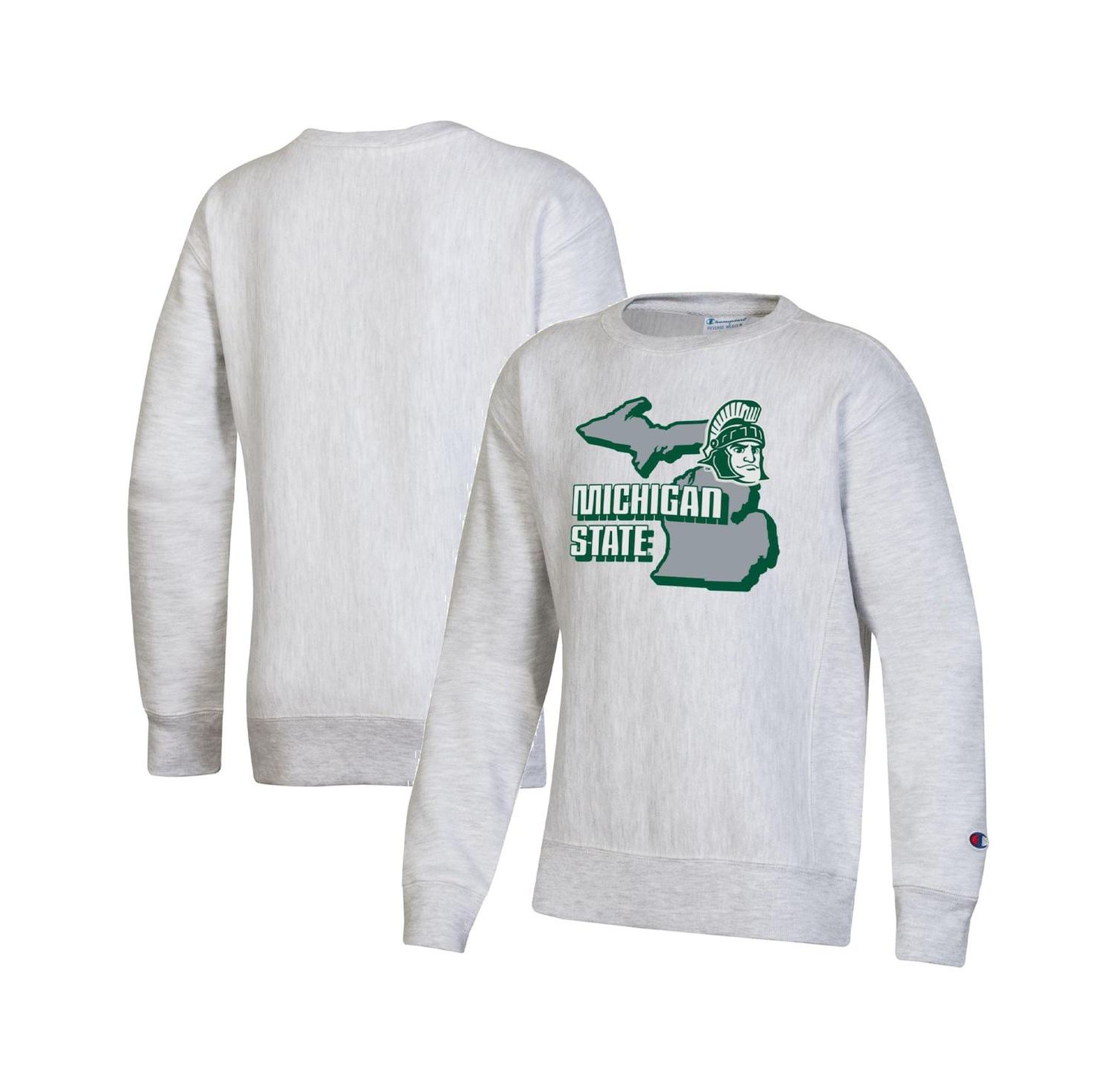Big Boys Heather Gray Michigan State Spartans Reverse Weave Pullover Sweatshirt