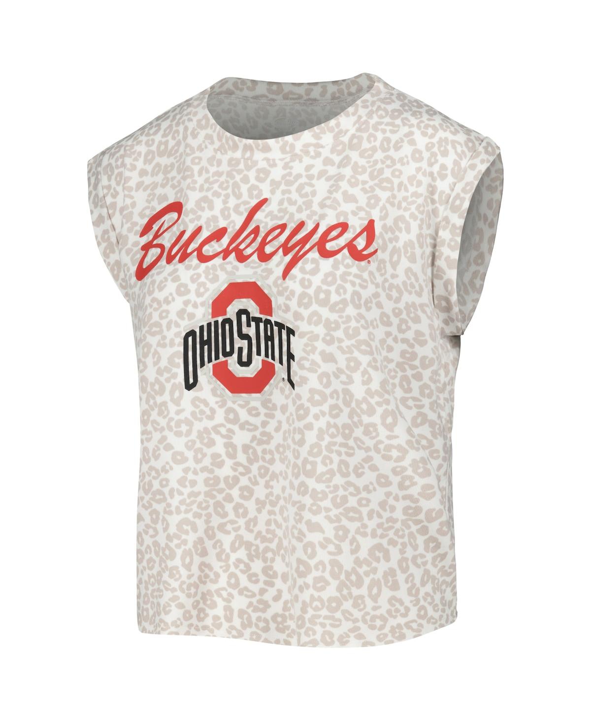 Shop Concepts Sport Women's  Cream Ohio State Buckeyes Montana T-shirt And Shorts Sleep Set