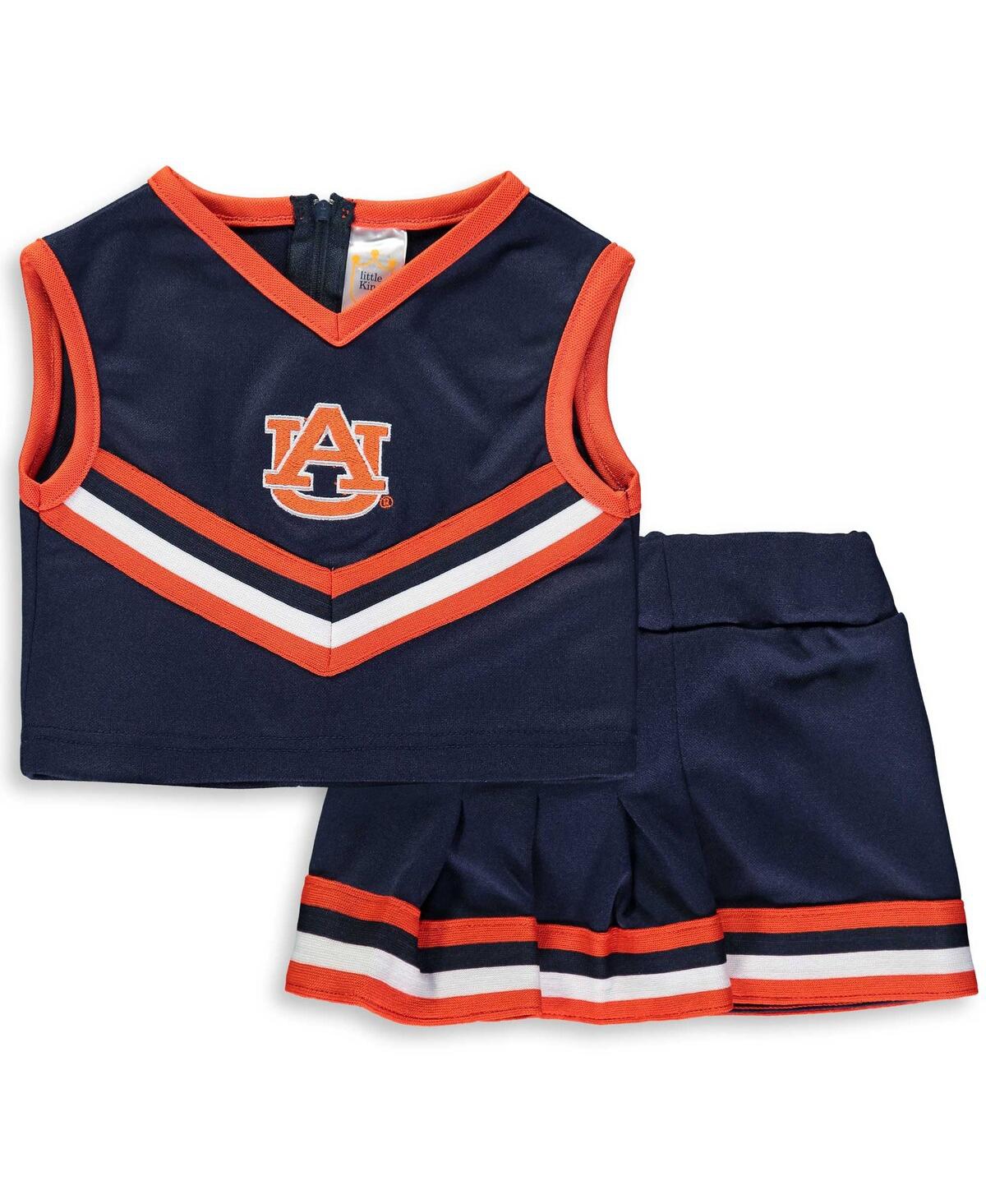 Little King Apparel Girls Toddler Navy Auburn Tigers Two-piece Cheer Set In Navy