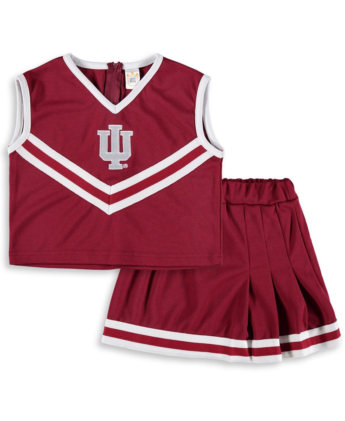 LITTLE KING APPAREL GIRLS TODDLER CRIMSON INDIANA HOOSIERS TWO-PIECE CHEER SET