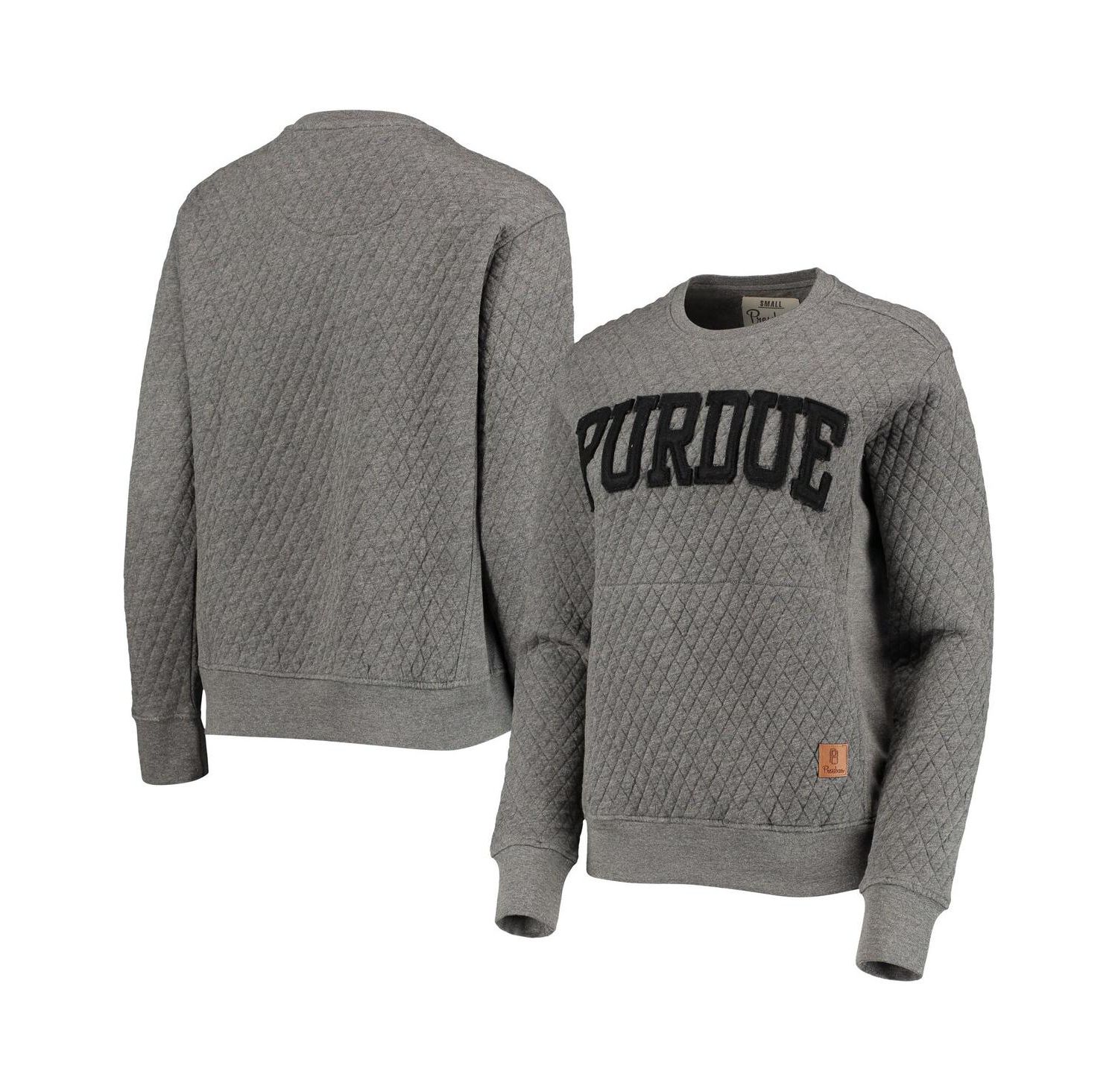Women's Heather Charcoal Purdue Boilermakers Moose Quilted Pullover Sweatshirt