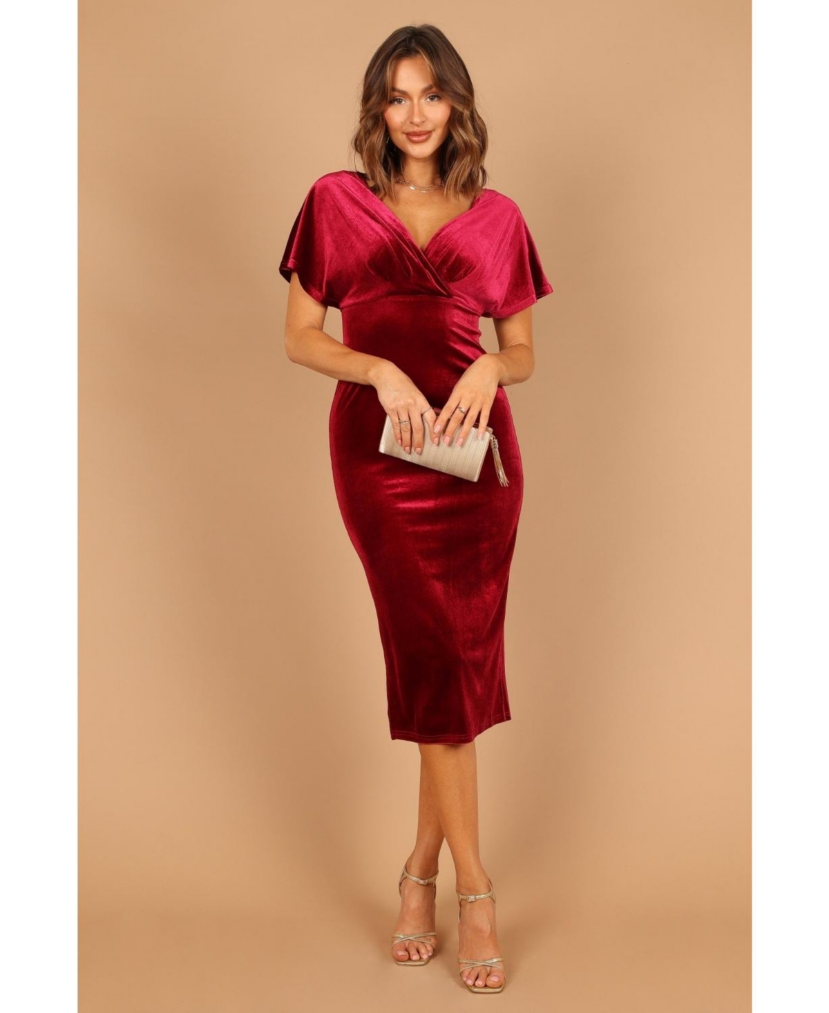 PETAL AND PUP PETAL AND PUP WOMENS EVE VELVET MIDI DRESS