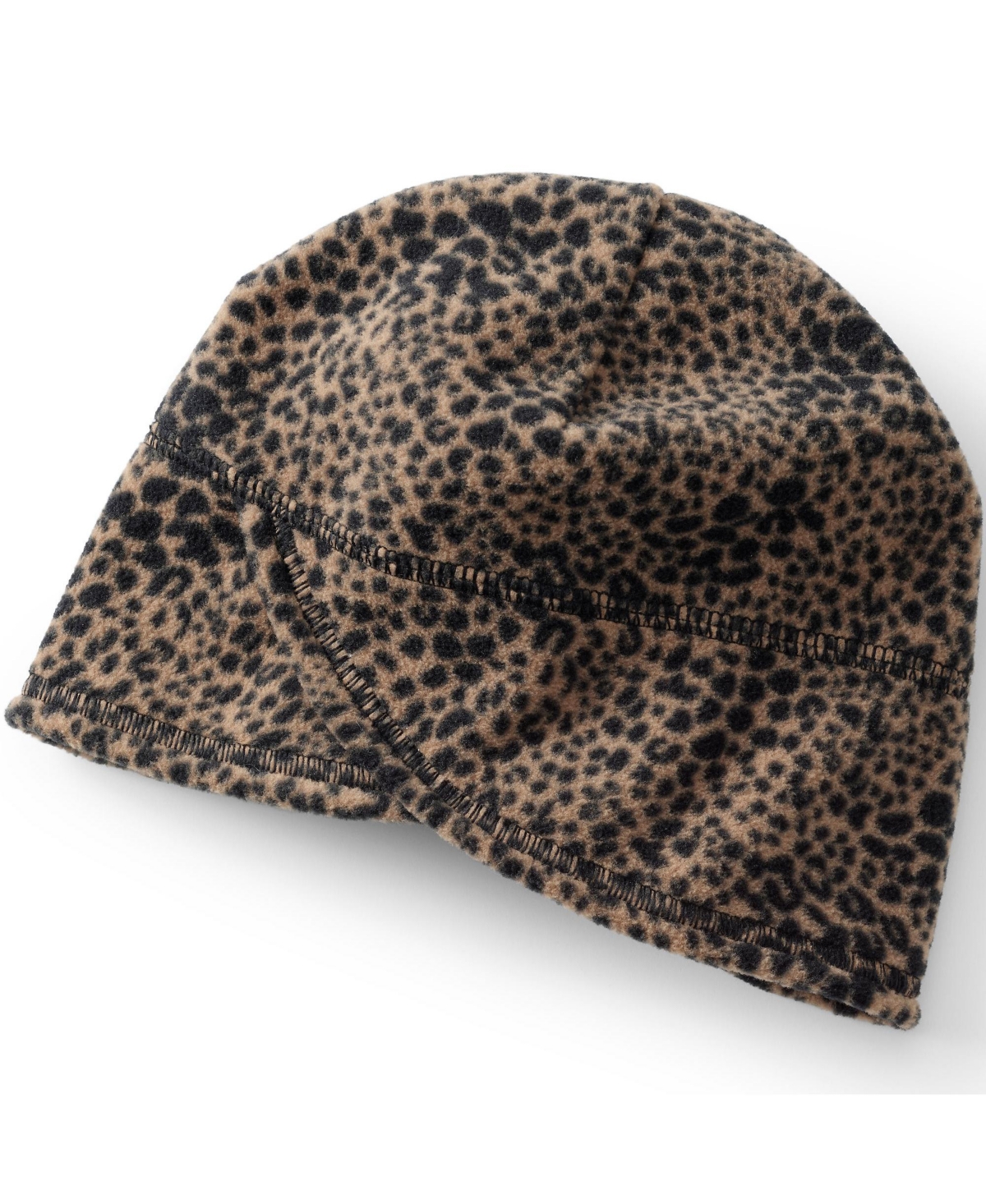 Women's Fleece Winter Beanie Hat - Warm brown spotted leopard