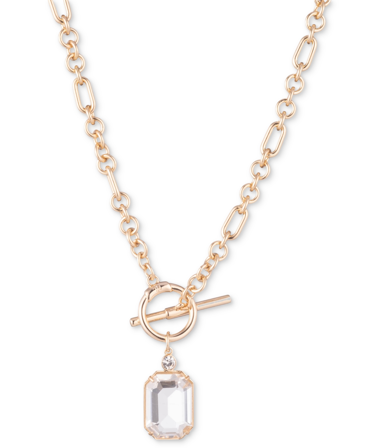 Lauren Ralph Lauren Gold-tone Crystal & Stone 17" Pendant Necklace In Crystal Wh
