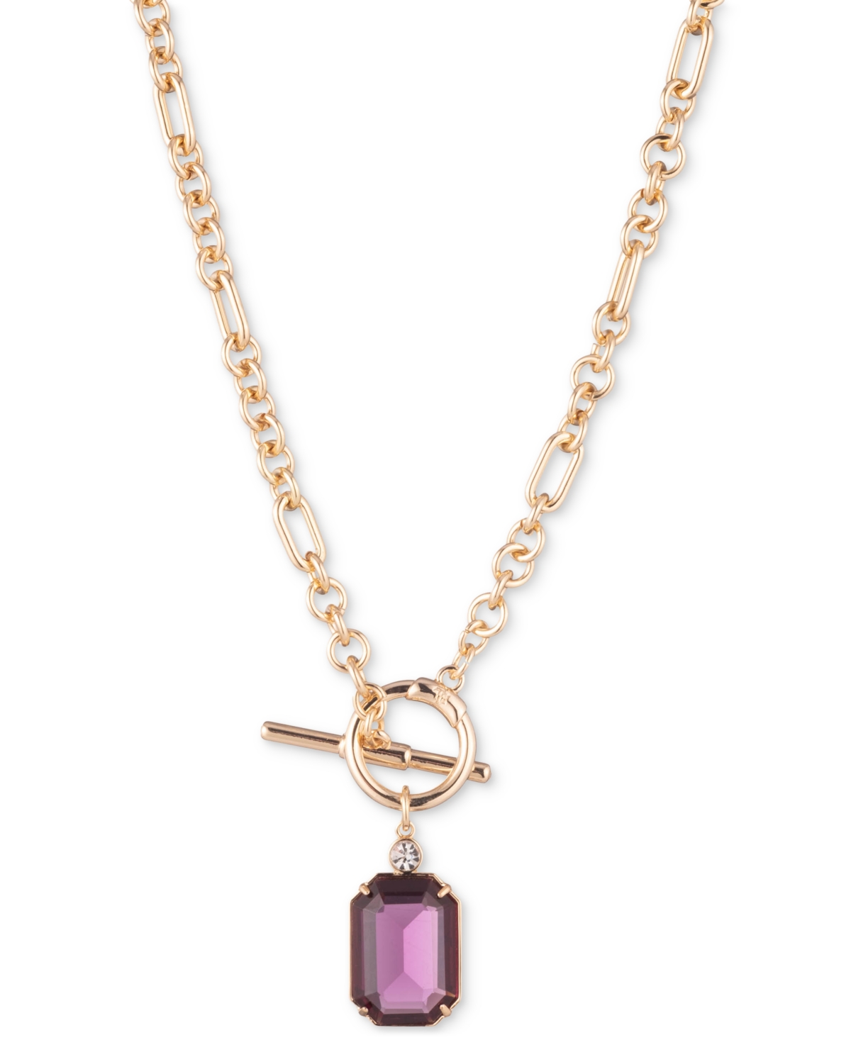 Lauren Ralph Lauren Gold-tone Crystal & Stone 17" Pendant Necklace In Amethyst