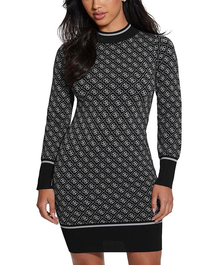 GUESS Women's Lise 4G Logo Long-Sleeve Sweater Dress - Macy's