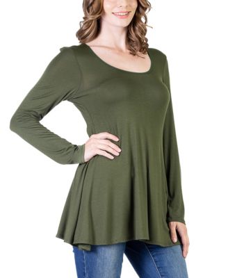 Women's Long Sleeve Swing Style Flare Tunic Top