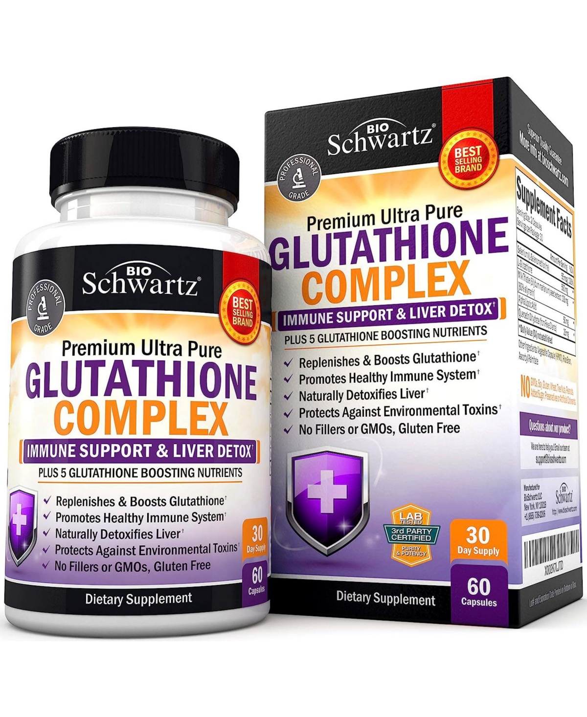 Glutathione Supplement Liver Detox with Quercetin Vitamin C Milk Thistle Alpha Lipoic Acid Liver Supplement & Immune Support Pills - Natural Immunity