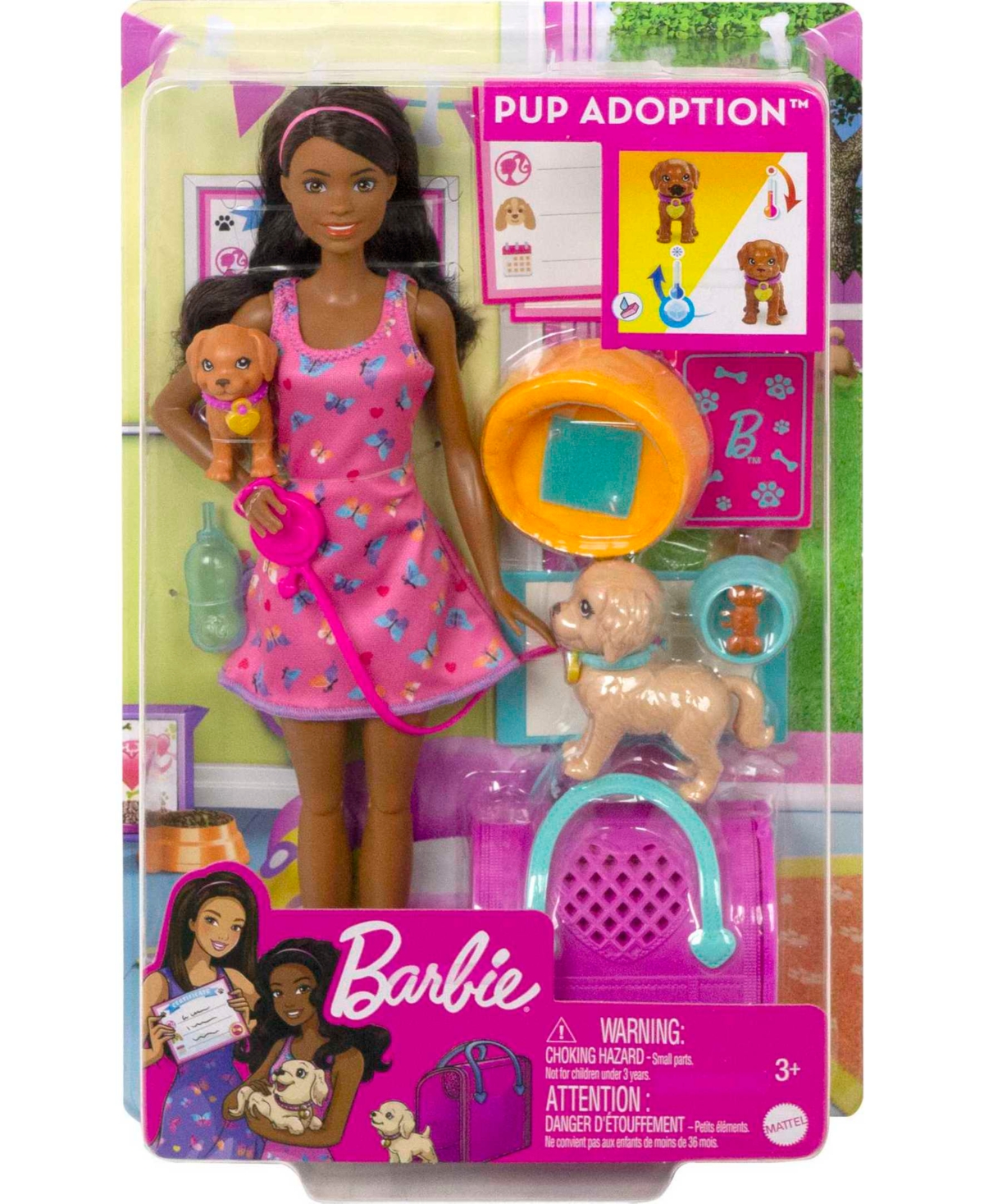 Barbie Kids' Doll And Accessories Pup Adoption Playset With Doll, 2 Puppies And Color-change In Multi-color