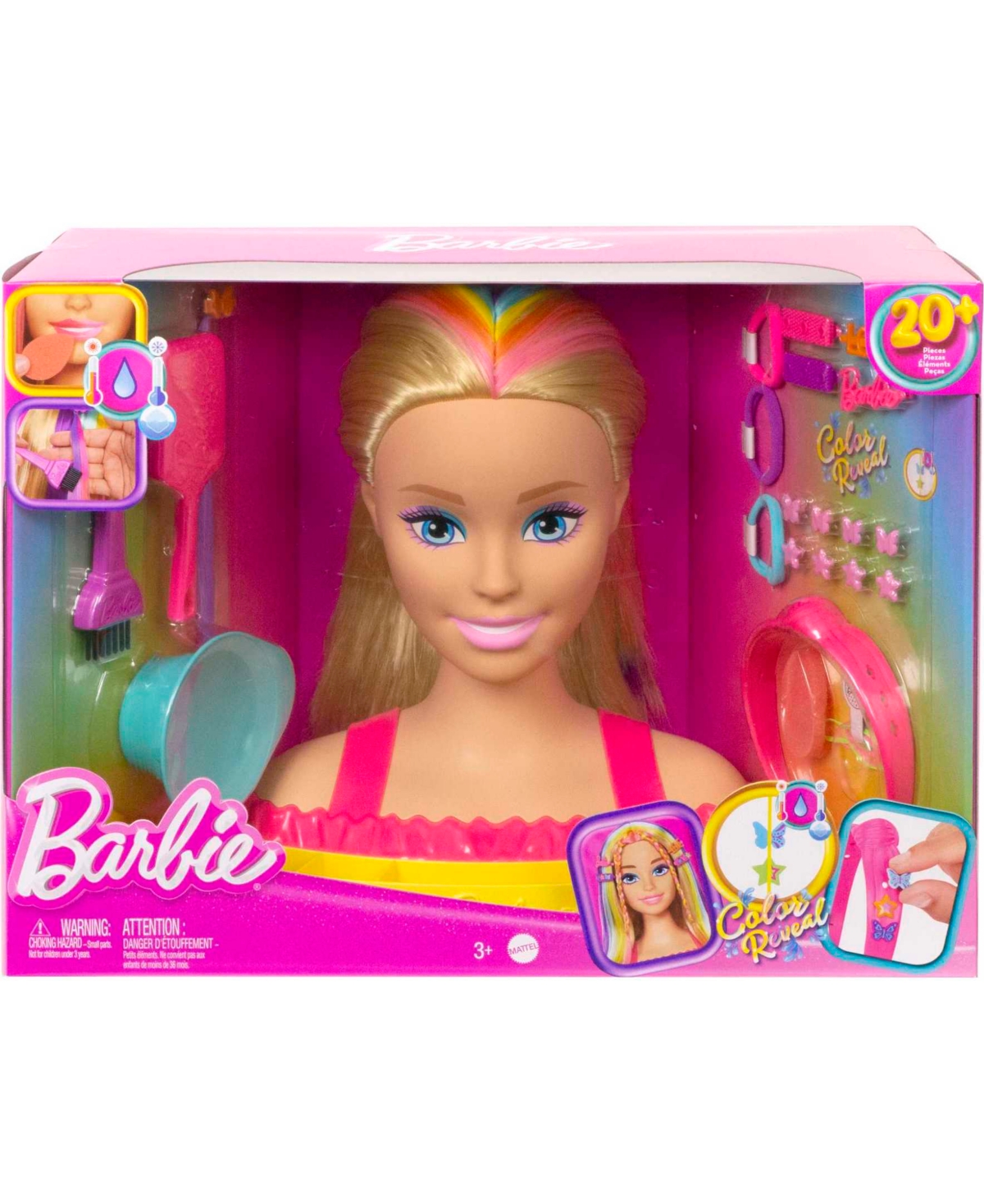 Barbie Kids' Deluxe Styling Head,  Totally Hair, Blonde Rainbow Hair In Multi-color