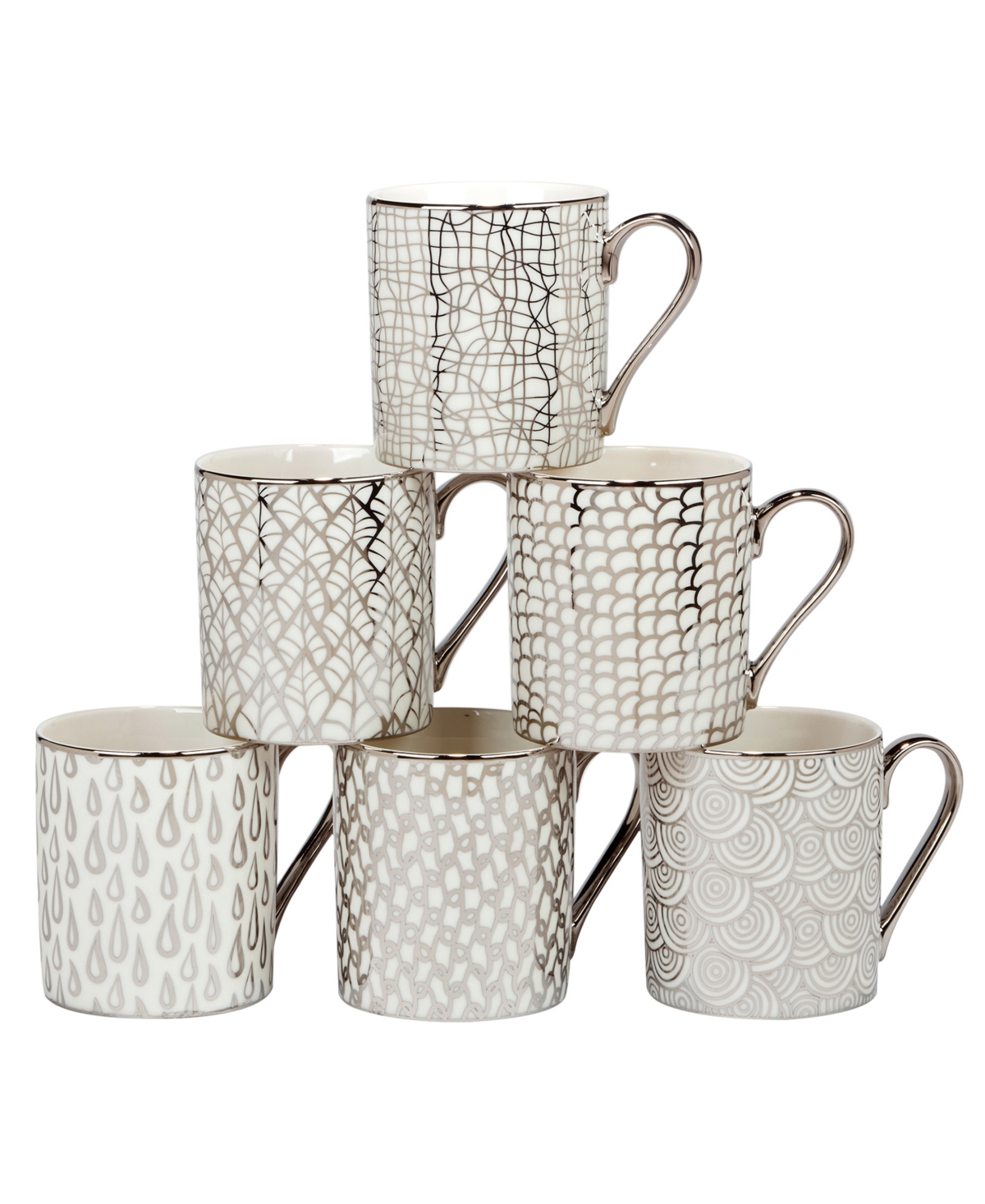 Mosaic Silver-Tone Plated 16 oz Can Mugs Set of 6 - Silver