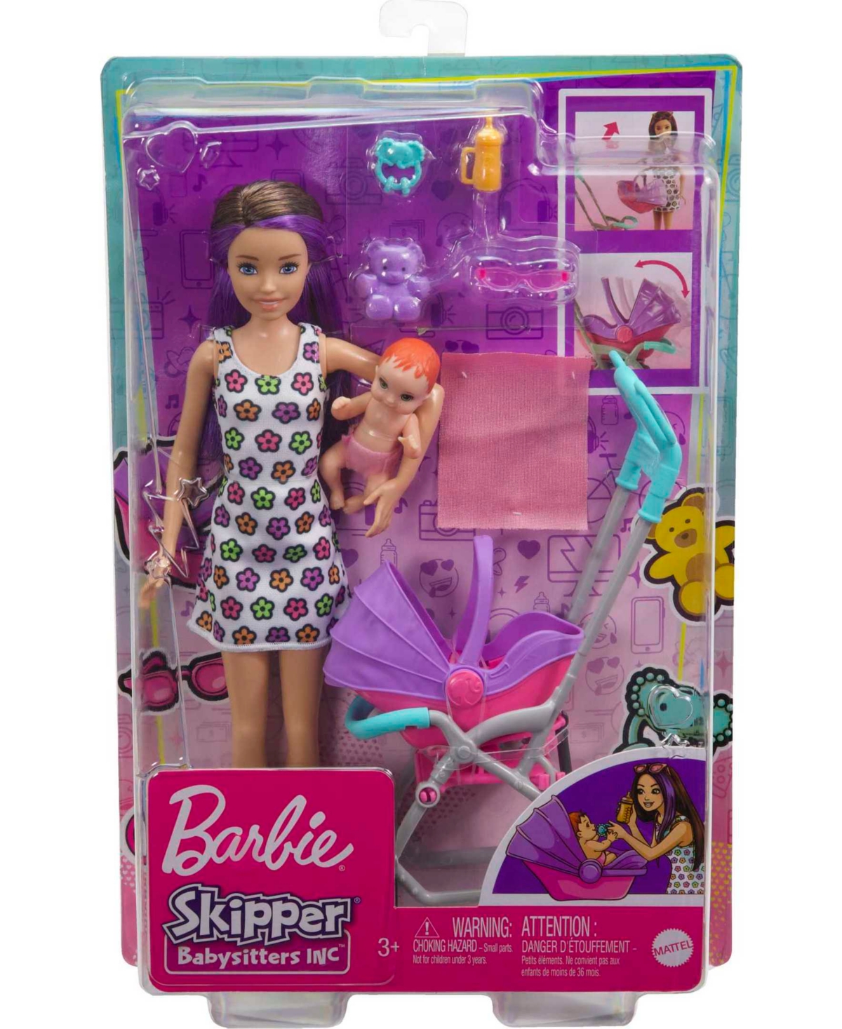 Barbie Kids' Skipper Babysitters, Inc. Doll And Stroller Playset In Multi-color