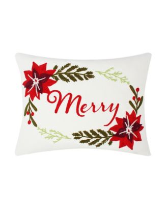 Sleigh Bells Embroidered Decorative Pillow, 14" x 18"