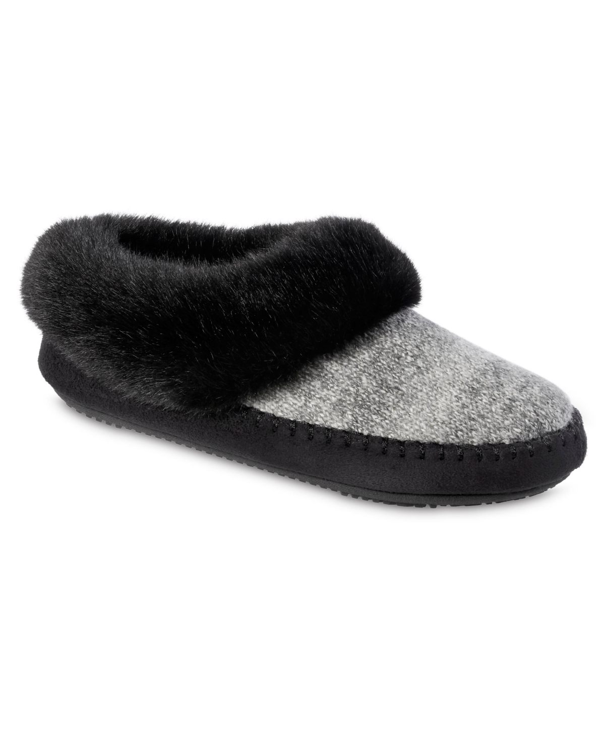 Women's Memory Foam Marni Knit Bootie Comfort Slippers - Black