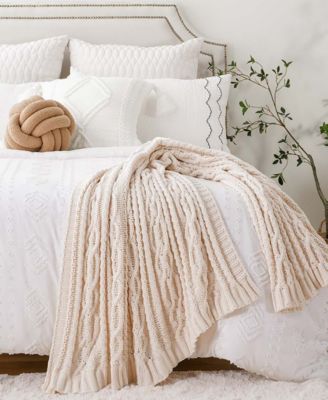 Lifestyle Cable Knit Chenille Throw, 51" x 67"