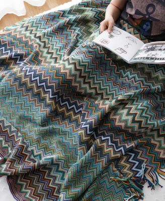 Lifestyle Colorful Chevron Bohemian Knit Throw, 51" x 80"