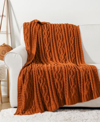 Lifestyle Cable Knit Chenille Throw, 51" x 67"