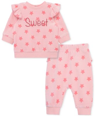 Little Me - Baby Sweet Stars 2-Pc. Velour Top & Pants Set