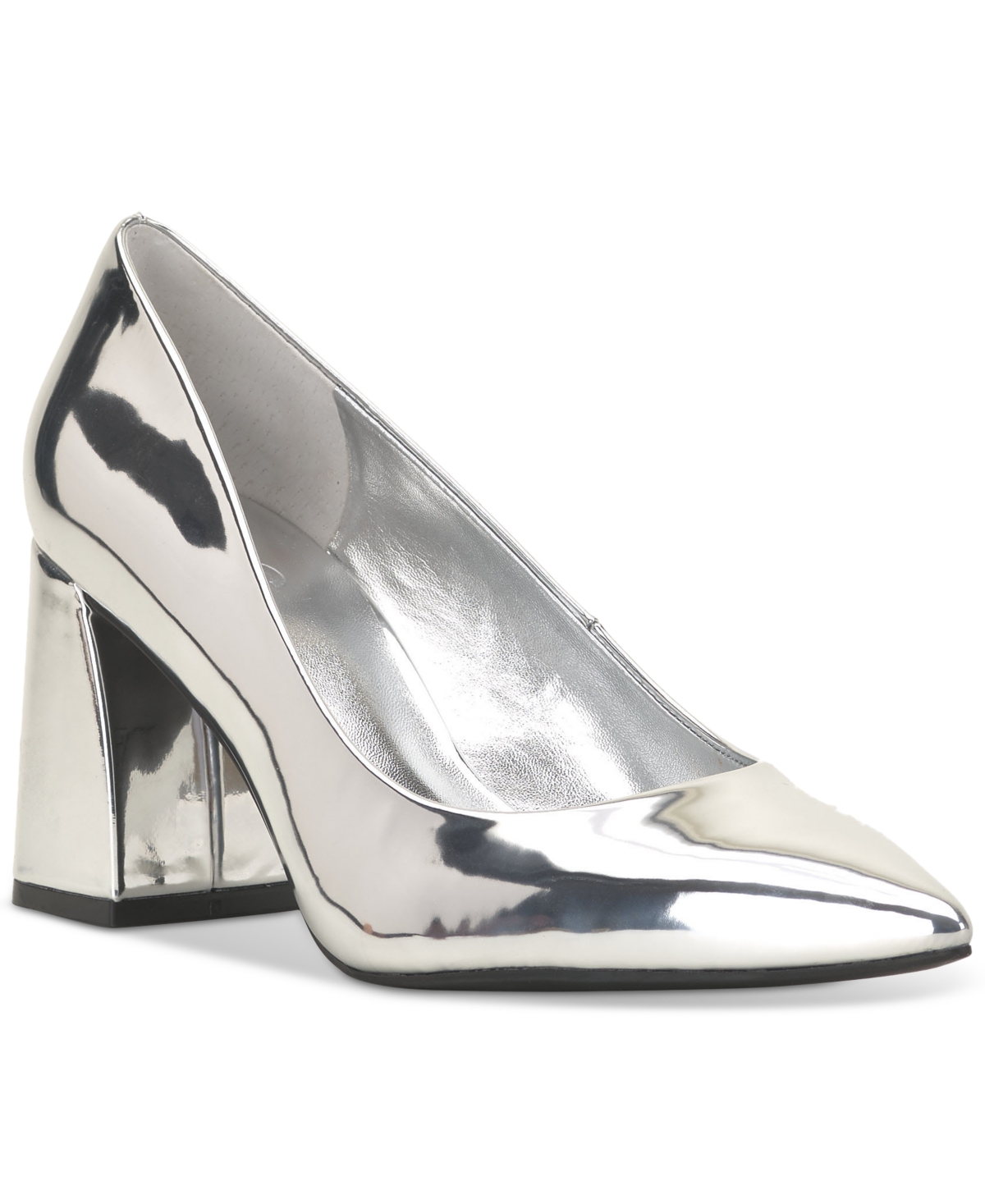 Inc International Concepts Women's Ubika Pointed-toe Slip-on Block-heel Pumps, Created For Macy's In Silver Tpu