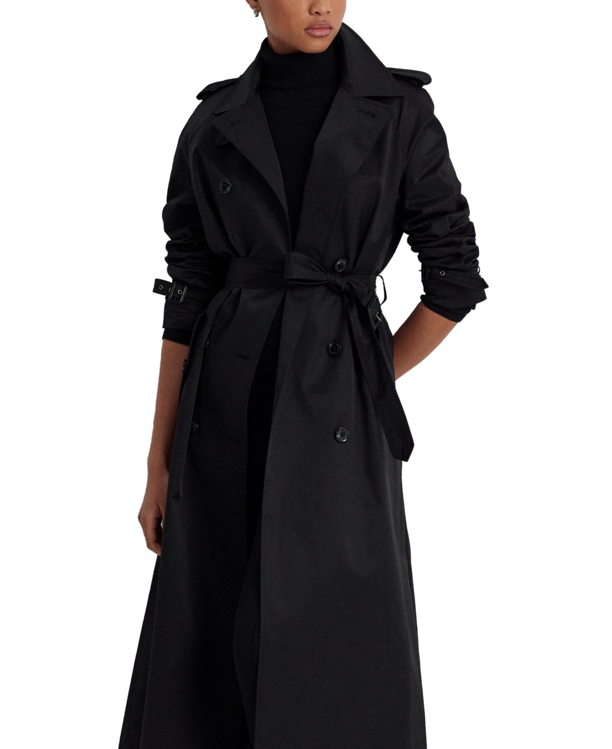 Lauren Ralph Lauren Women's Belted Maxi Trench Coat In Black