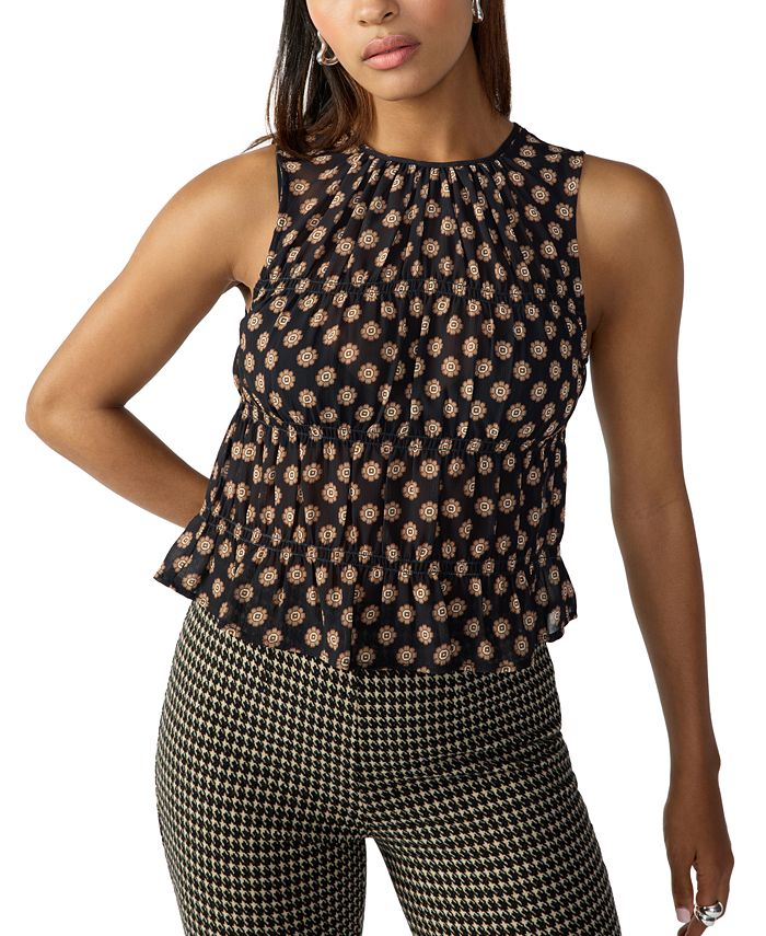 Sanctuary Women s Smocked Sleeveless Printed Top Macy s
