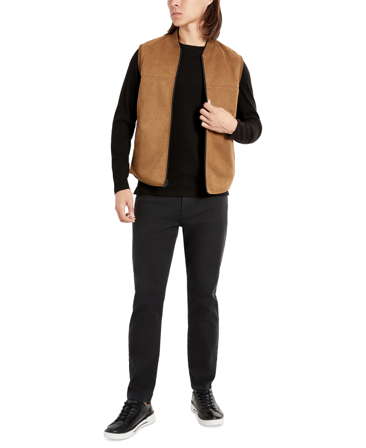 Kenneth Cole Men's Reversible Water-Resistant Full-Zip Vest -Black