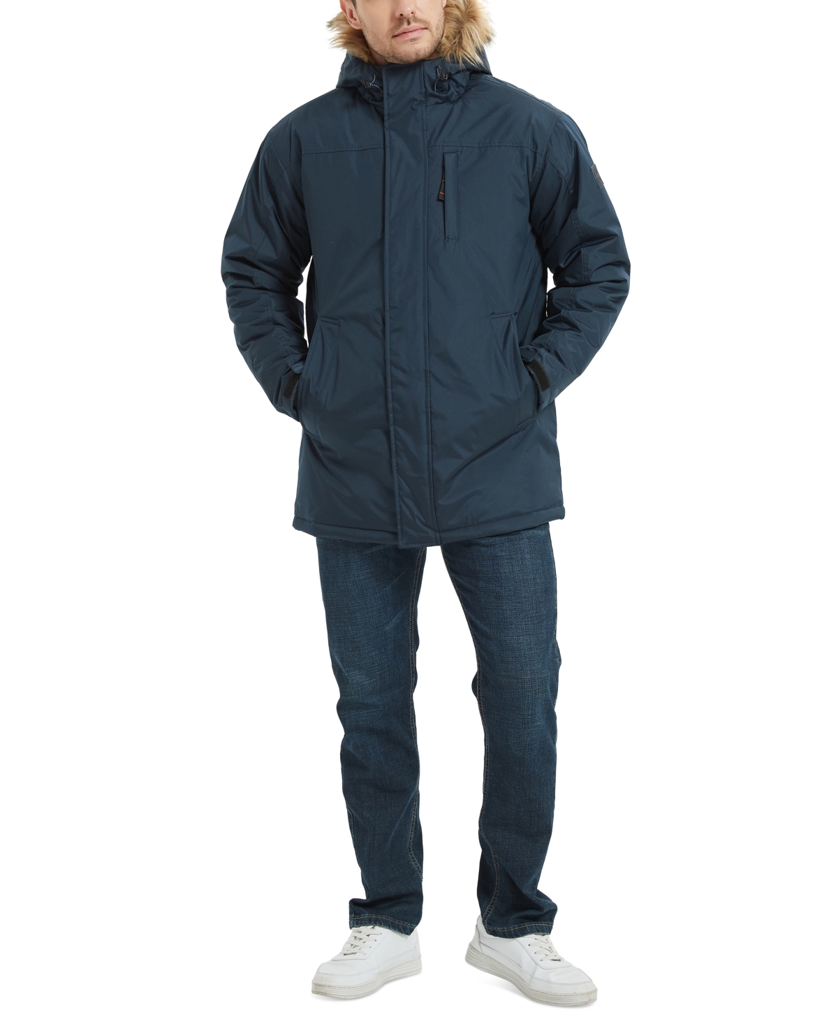 Hawke & Co. Men's Hooded Full-Zip Snorkel Jacket with Faux-Fur Trim Hood