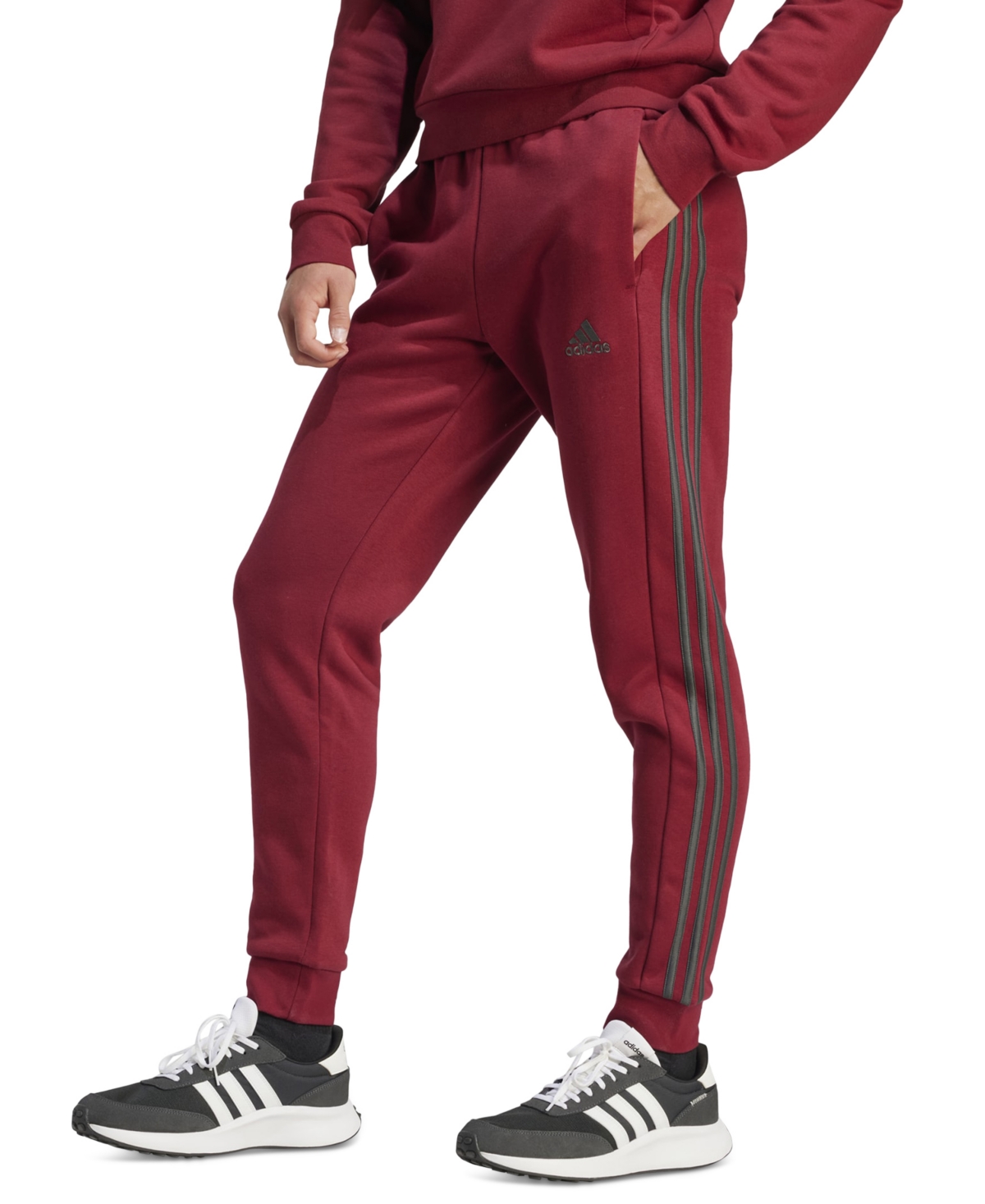 Shop Adidas Originals Men's Essentials 3-stripes Regular-fit Fleece Joggers In College Burg,dgh