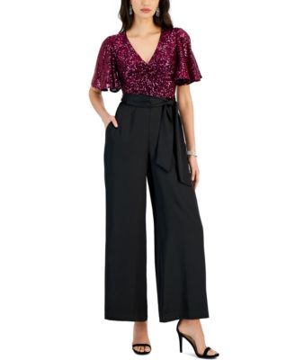 Taylor - Women's Sequined-Bodice Jumpsuit