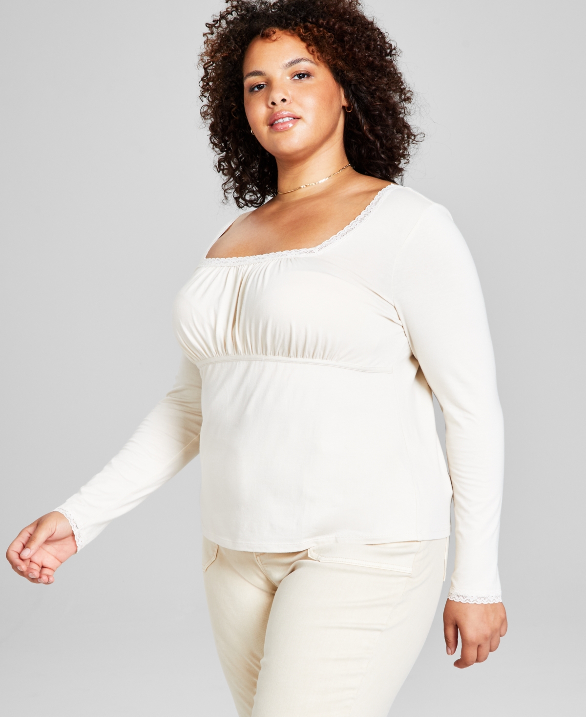 And Now This Plus Size Ruched-knit Top In Bone