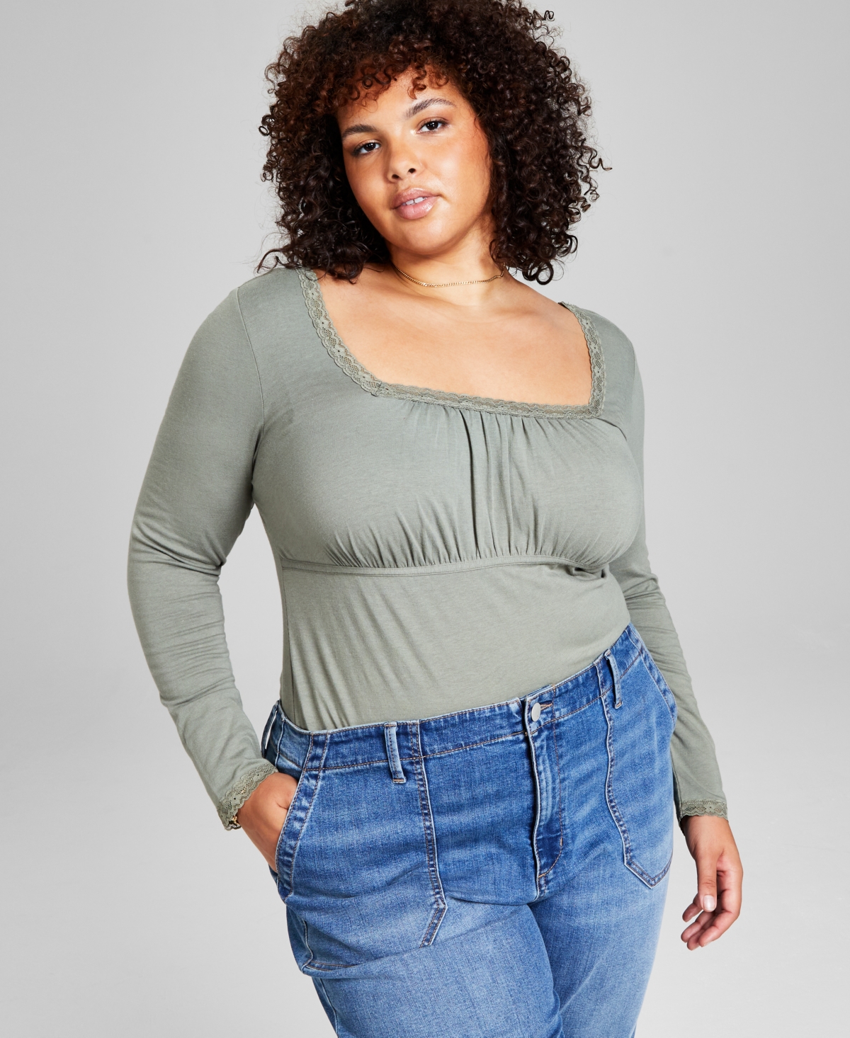 And Now This Plus Size Ruched-knit Top In Crushed Oregano