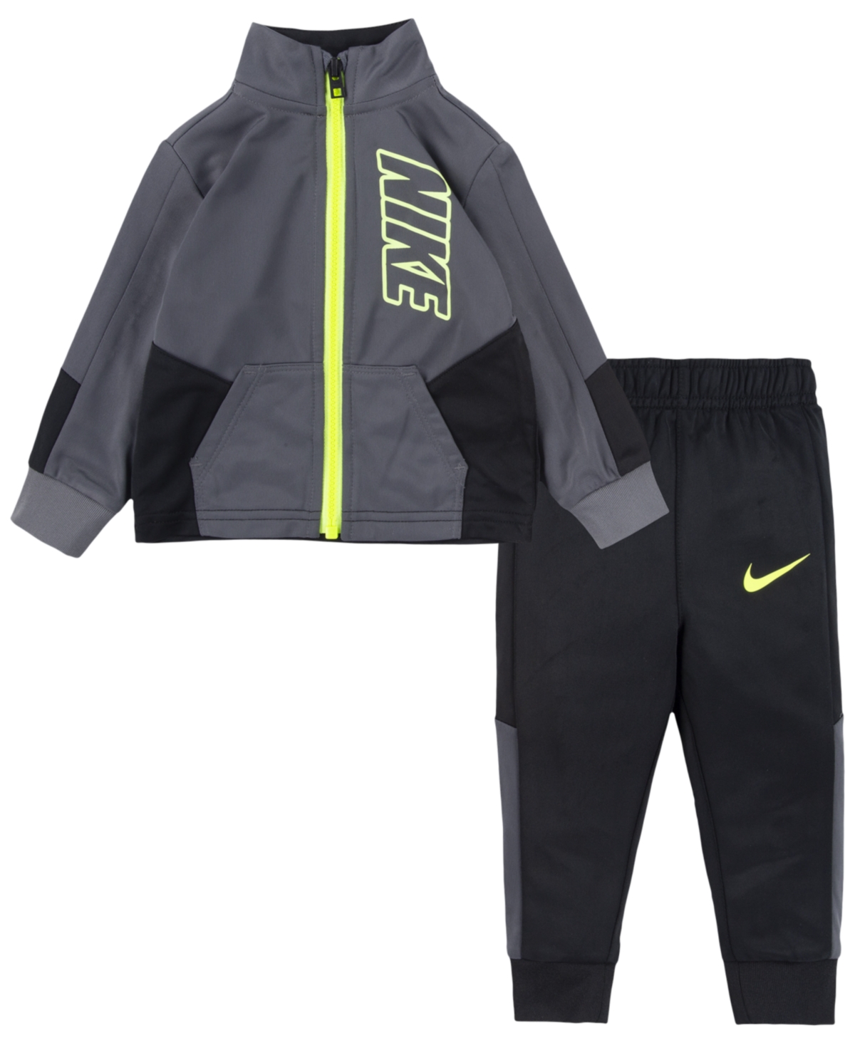 Nike Baby Boys Block Full Zip Tricot Jacket And Matching Pants, 2 Piece Set In Black