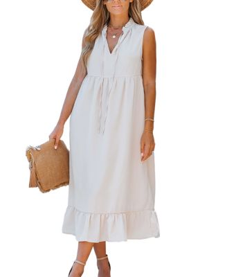 CUPSHE Women's Blushing Pink Tie Neck Midi Cover Up Dress - Macy's