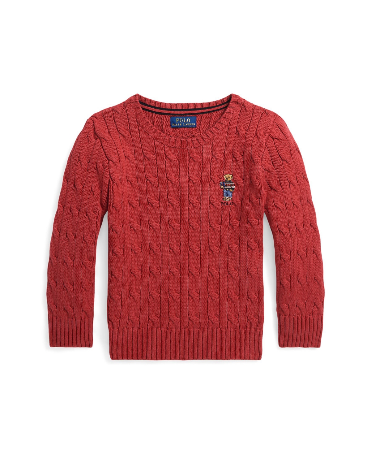Polo Ralph Lauren Kids' Toddler And Little Boys Polo Bear Cable-knit Cotton Sweater In Park Ave Red Gift Bear