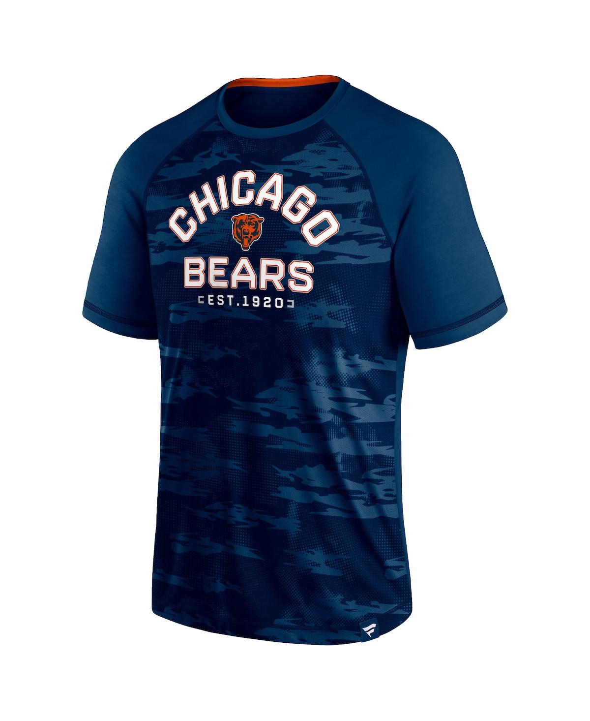 Shop Fanatics Men's  Navy Chicago Bears Hail Mary Raglan T-shirt