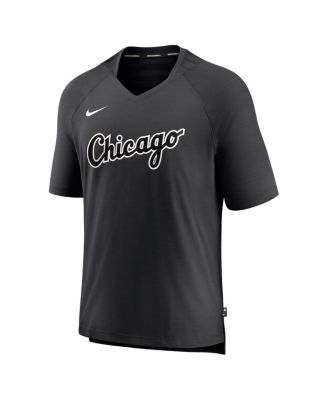 Men's Black Chicago White Sox Authentic Collection Pregame Raglan Performance V-Neck T-shirt