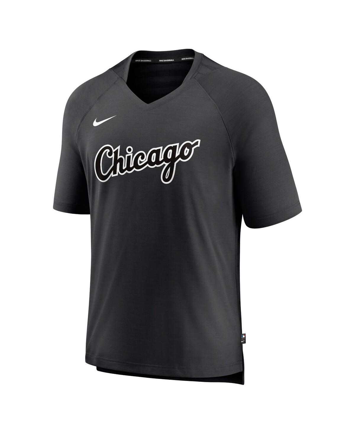 Men's NikeChicago White Sox Authentic Collection Pregame Raglan Performance V-Neck T-shirt - Black