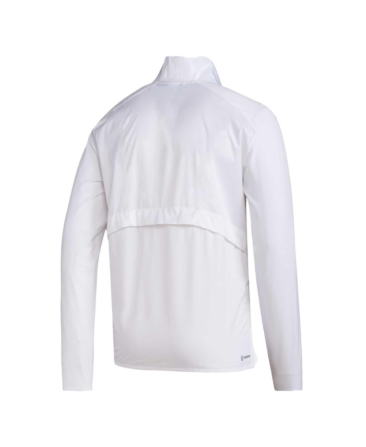 Shop Adidas Originals Men's Adidas White Miami Hurricanes Sideline Aeroready Raglan Sleeve Quarter-zip Jacket