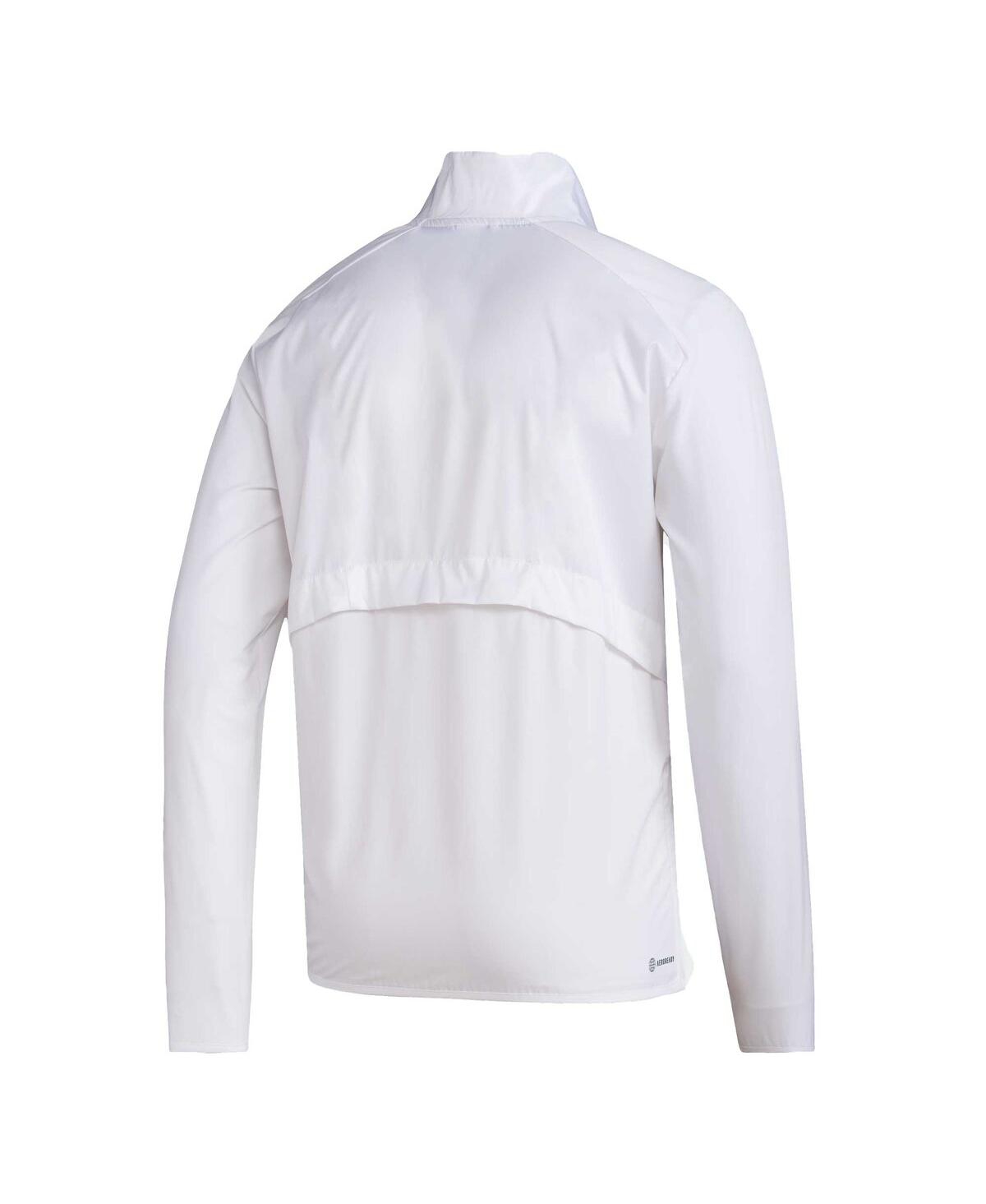 Men's adidasMiami Hurricanes Sideline Aeroready Raglan Sleeve Quarter-Zip Jacket - White