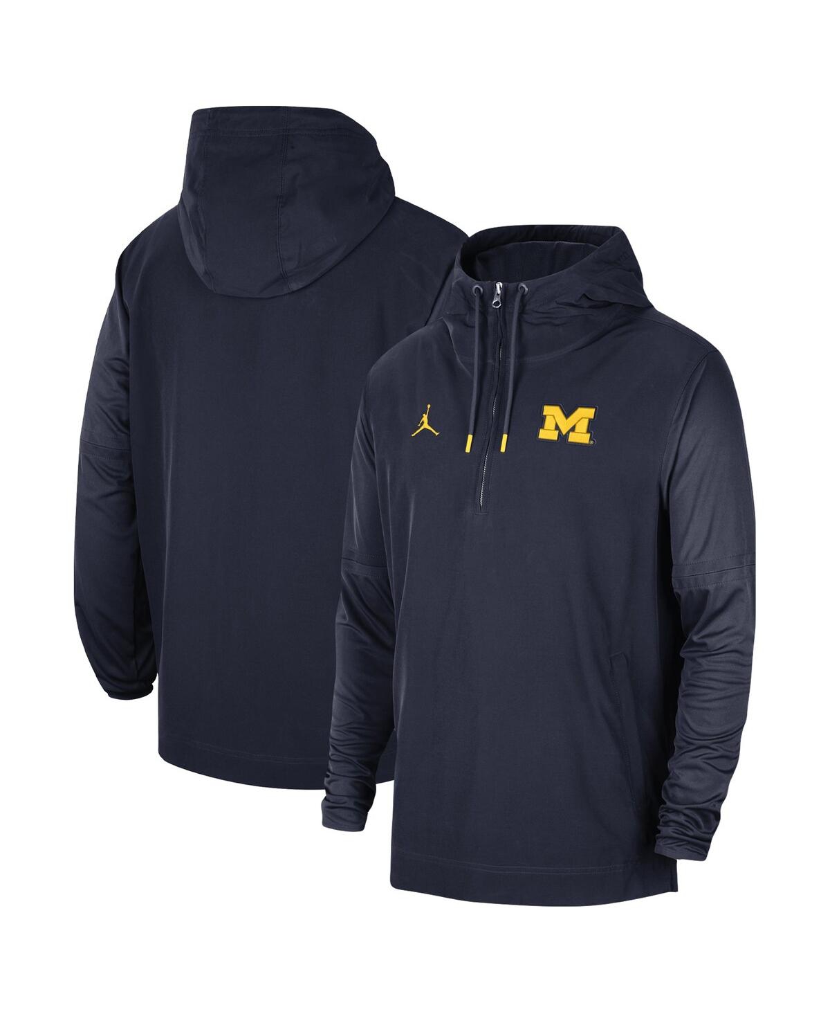 JORDAN MEN'S JORDAN BRAND NAVY MICHIGAN WOLVERINES PLAYER HALF-ZIP JACKET