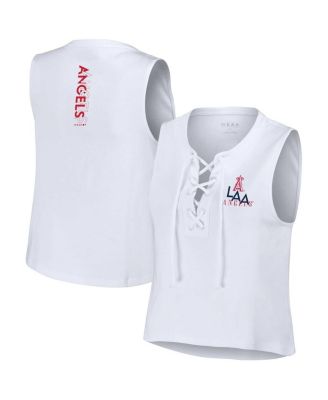 Women's White Los Angeles Angels Lace-Up Tank Top