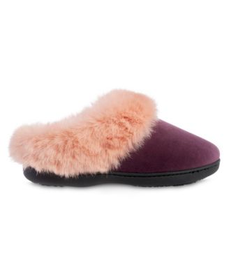 Isotoner Women's Velour Hoodback Slippers - Cozy Indoor/Outdoor With Faux Fur - View #5