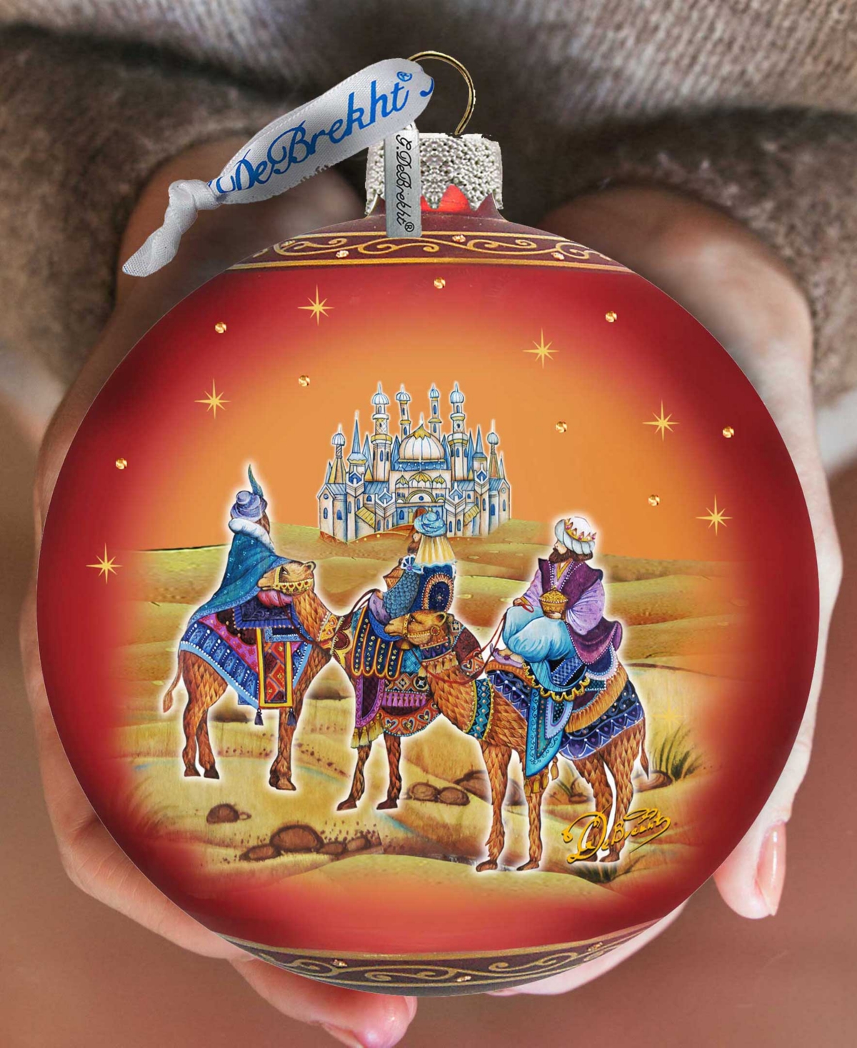 Shop Designocracy The Journey Of The Three Wise Man Large Christmas Glass Ornaments G. Debrekht In Multi Color
