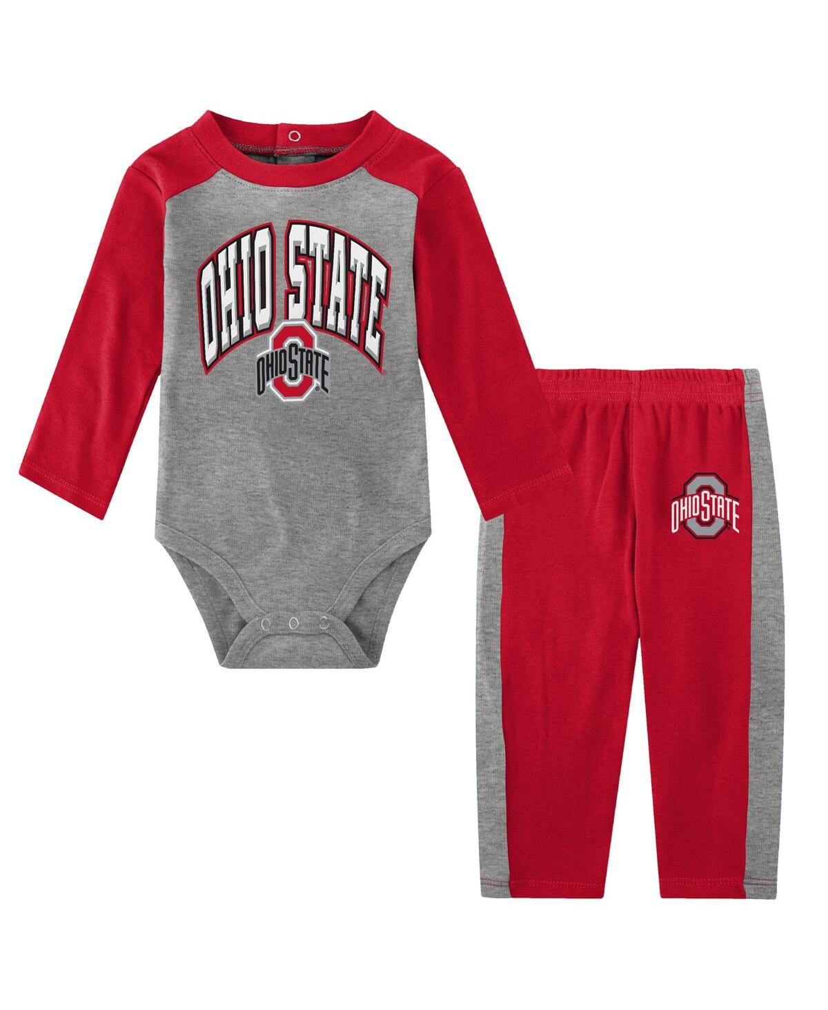 Outerstuff Babies' Newborn And Infant Boys And Girls Scarlet Ohio State Buckeyes Rookie Of The Year Long Sleeve Bodysui