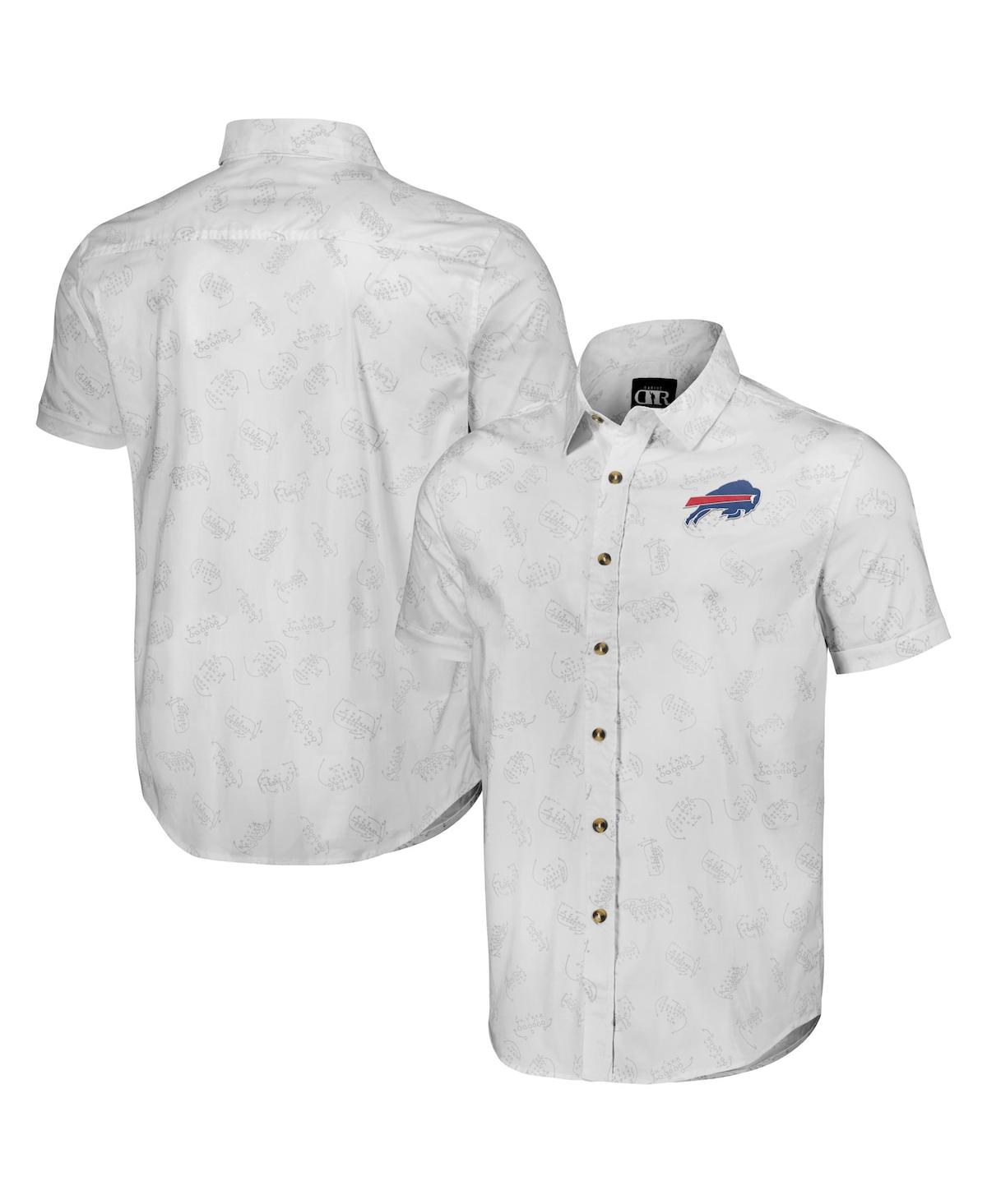 Fanatics Men's Nfl X Darius Rucker Collection By  White Buffalo Bills Woven Short Sleeve Button Up Sh