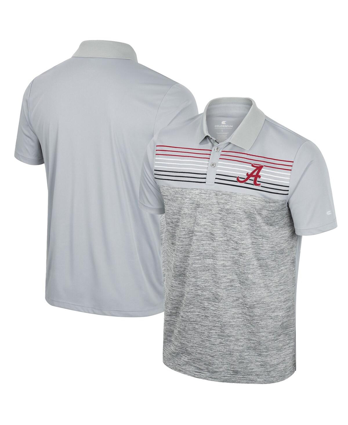 Colosseum Men's  Crimson, Heathered Gray Alabama Crimson Tide Caddie Polo Shirt