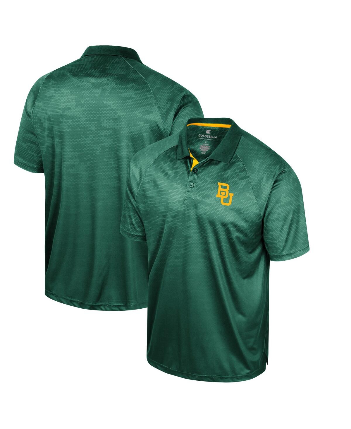 COLOSSEUM MEN'S COLOSSEUM GREEN BAYLOR BEARS HONEYCOMB RAGLAN POLO SHIRT