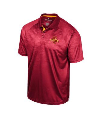 Men's Cardinal Iowa State Cyclones Honeycomb Raglan Polo Shirt