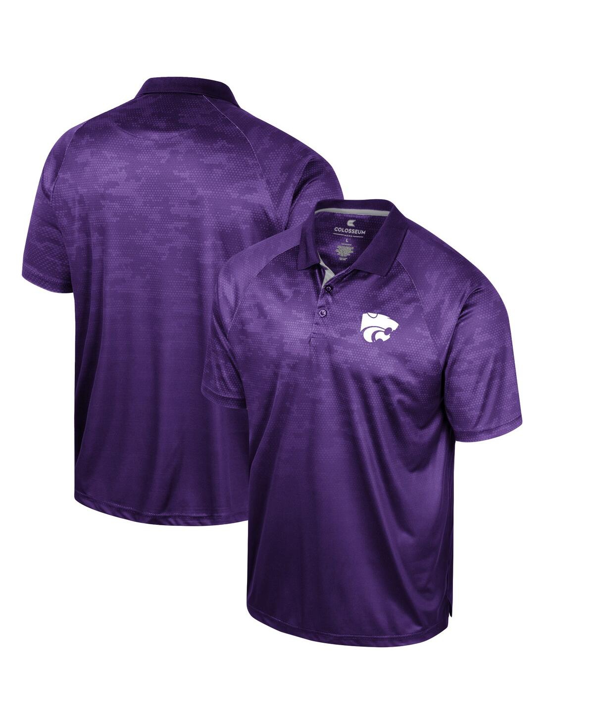 COLOSSEUM MEN'S COLOSSEUM PURPLE KANSAS STATE WILDCATS HONEYCOMB RAGLAN POLO SHIRT